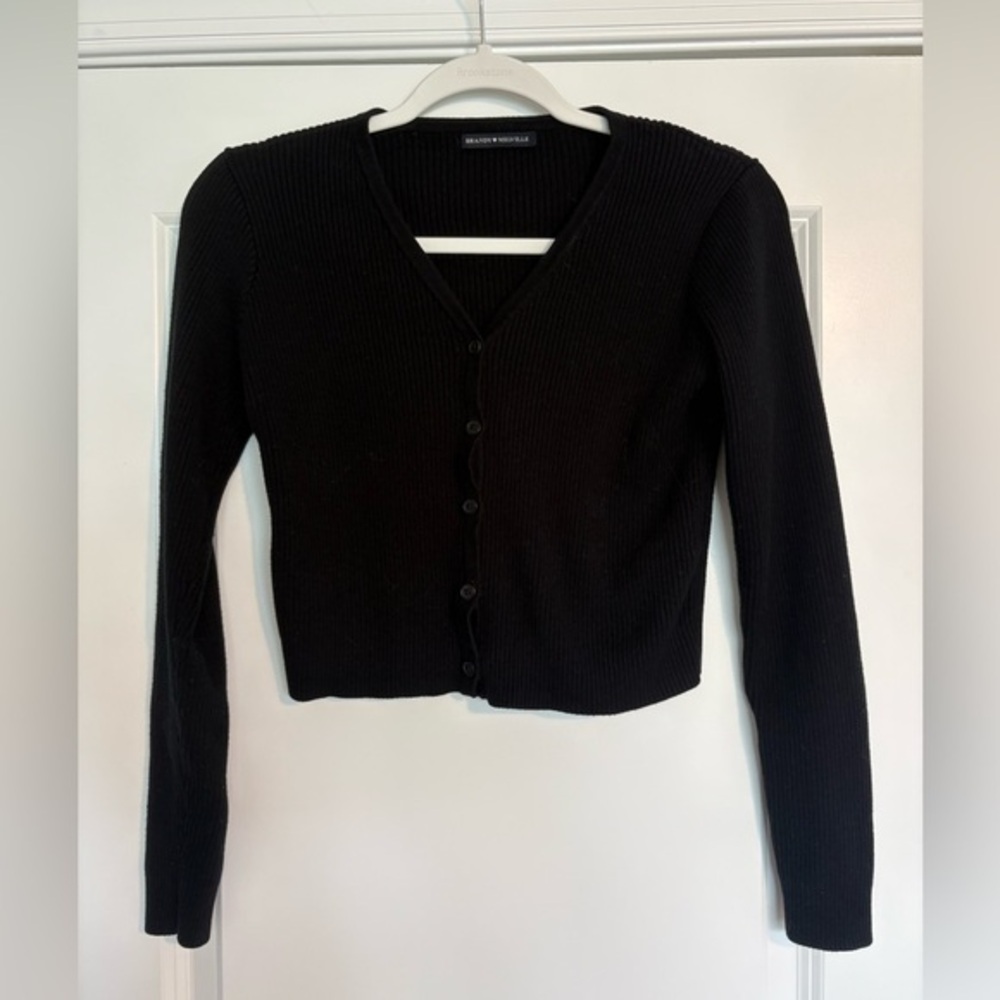 EUC Brandy Melville Black Ribbed Cardigan One Size